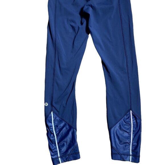 Lululemon leggings navy blue silky bottom colorful waistband 4 - Picture 5 of 8